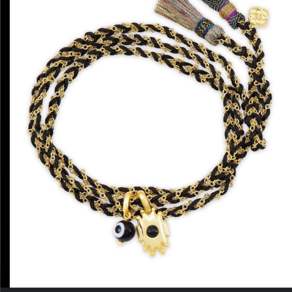 BRAND NEW-Kendra Scott Shiva Gold Wrap Bracelet in Black Banded Agate - RARE